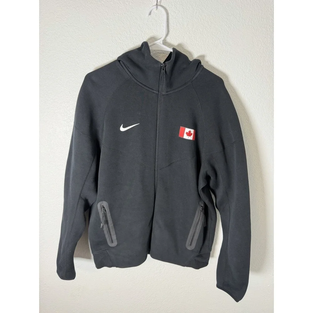 Nike‎ Tech Fleece Canada Team Full Zip Track Jacket Men Size L Black Rare
